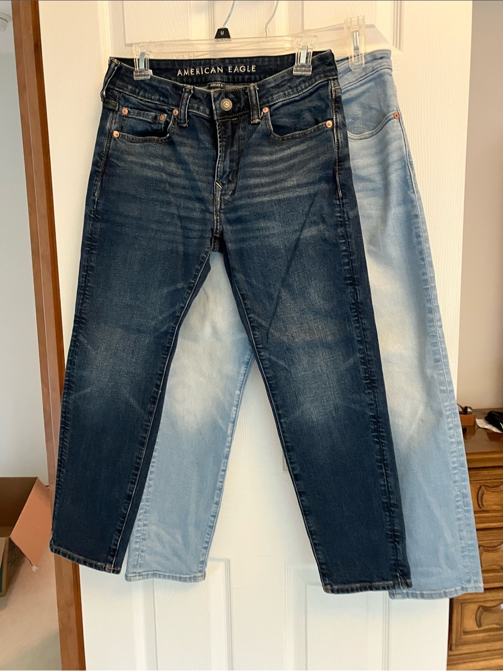 American Eagle Outfitters Men's Dark Blue and Light Blue Jeans